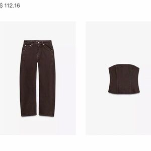 Zara Dark Brown Straight Leg Jeans size 28 the corset top size large